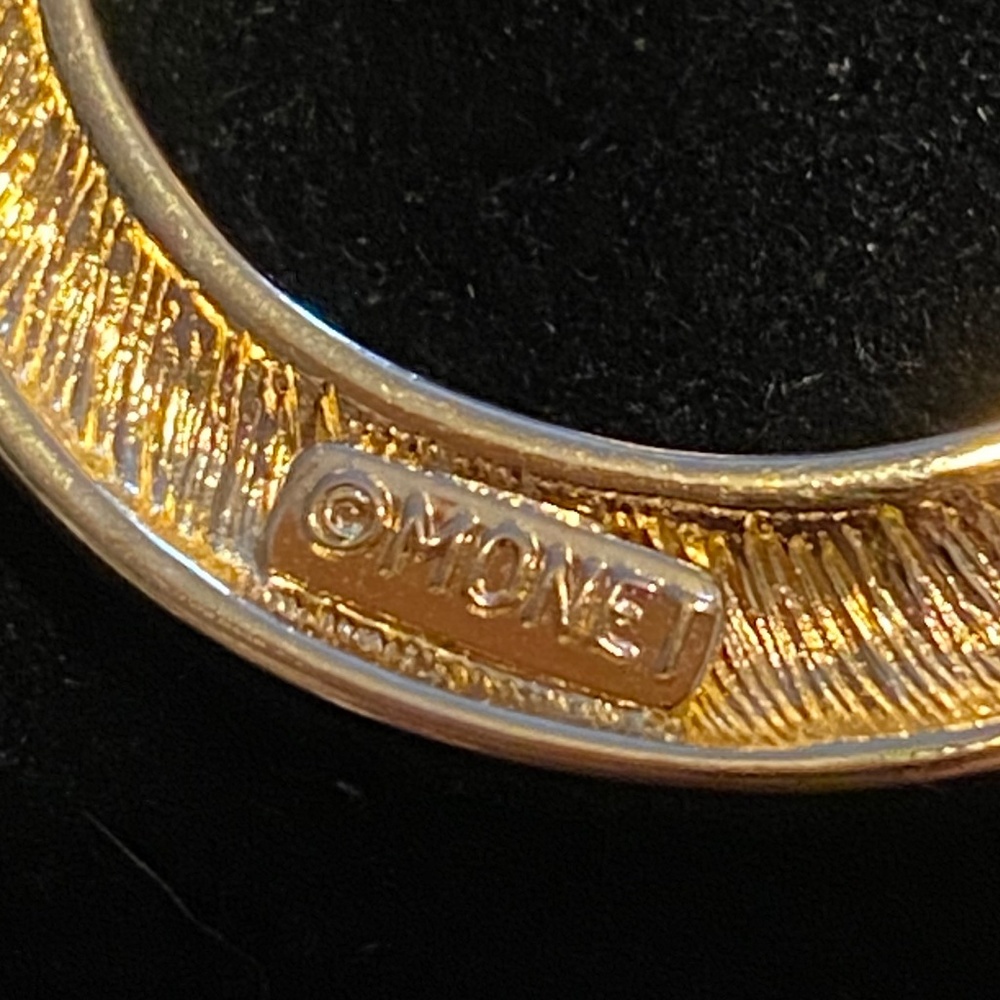 Gold Cuff Bracelet & Monet Brooch - Picture 3 of 4